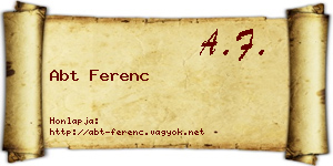 Abt Ferenc névjegykártya